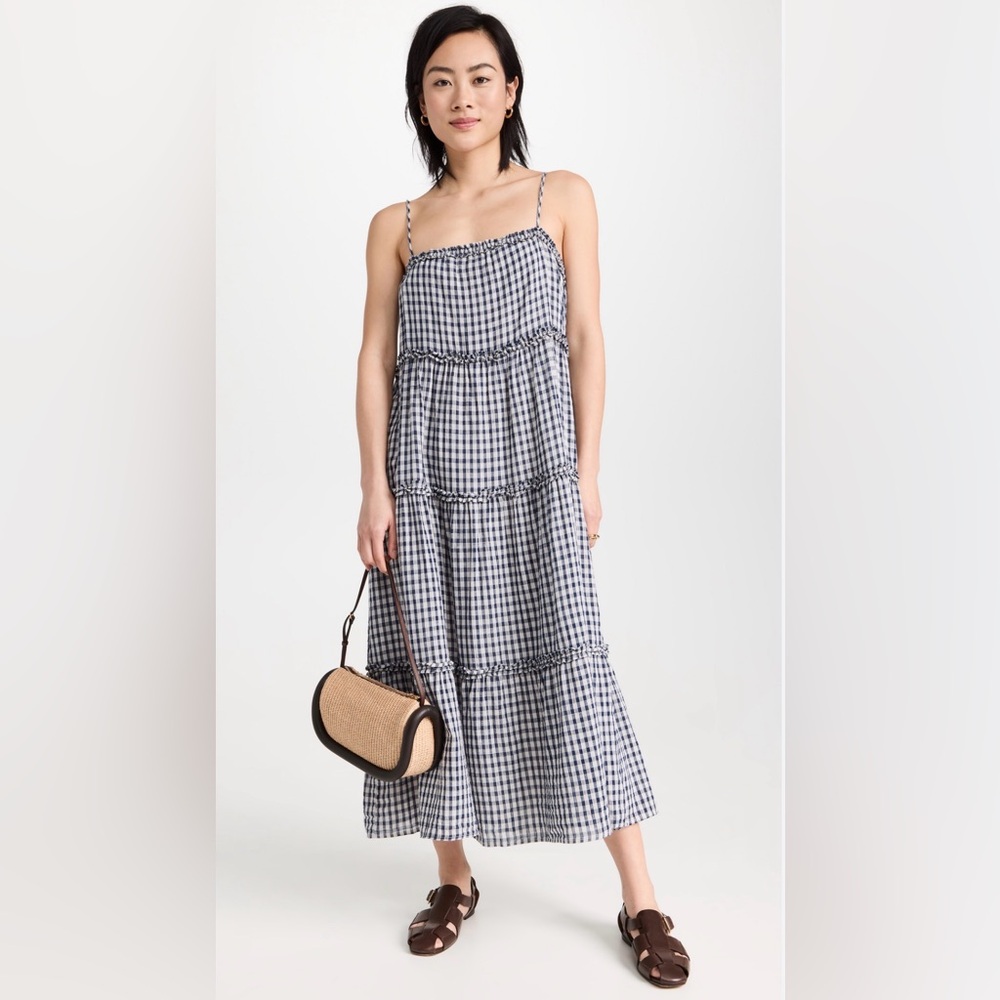 Rails Navy Blue and Cream Checkered Maxi Dress
